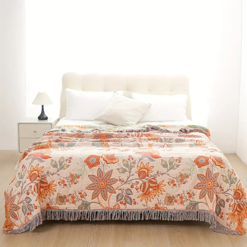 Rustiek boho plaid met bloemenprint