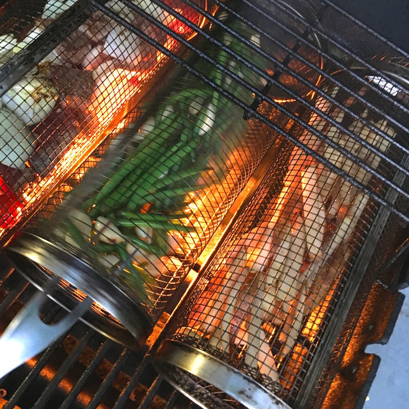 RVS Grillmand - 360° Draaibaar voor Gelijkmatige Garing