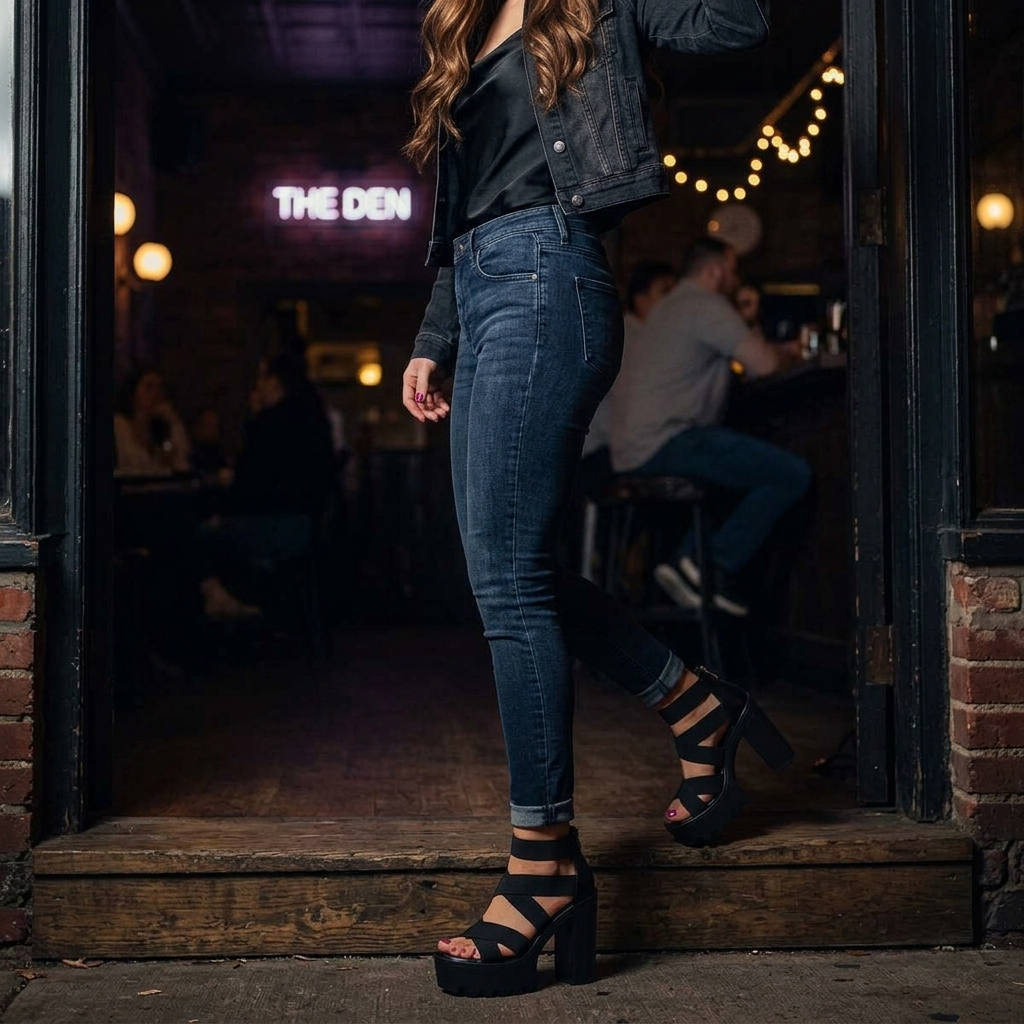 Sandalen met hak, plateauzool en gekruiste bandjes