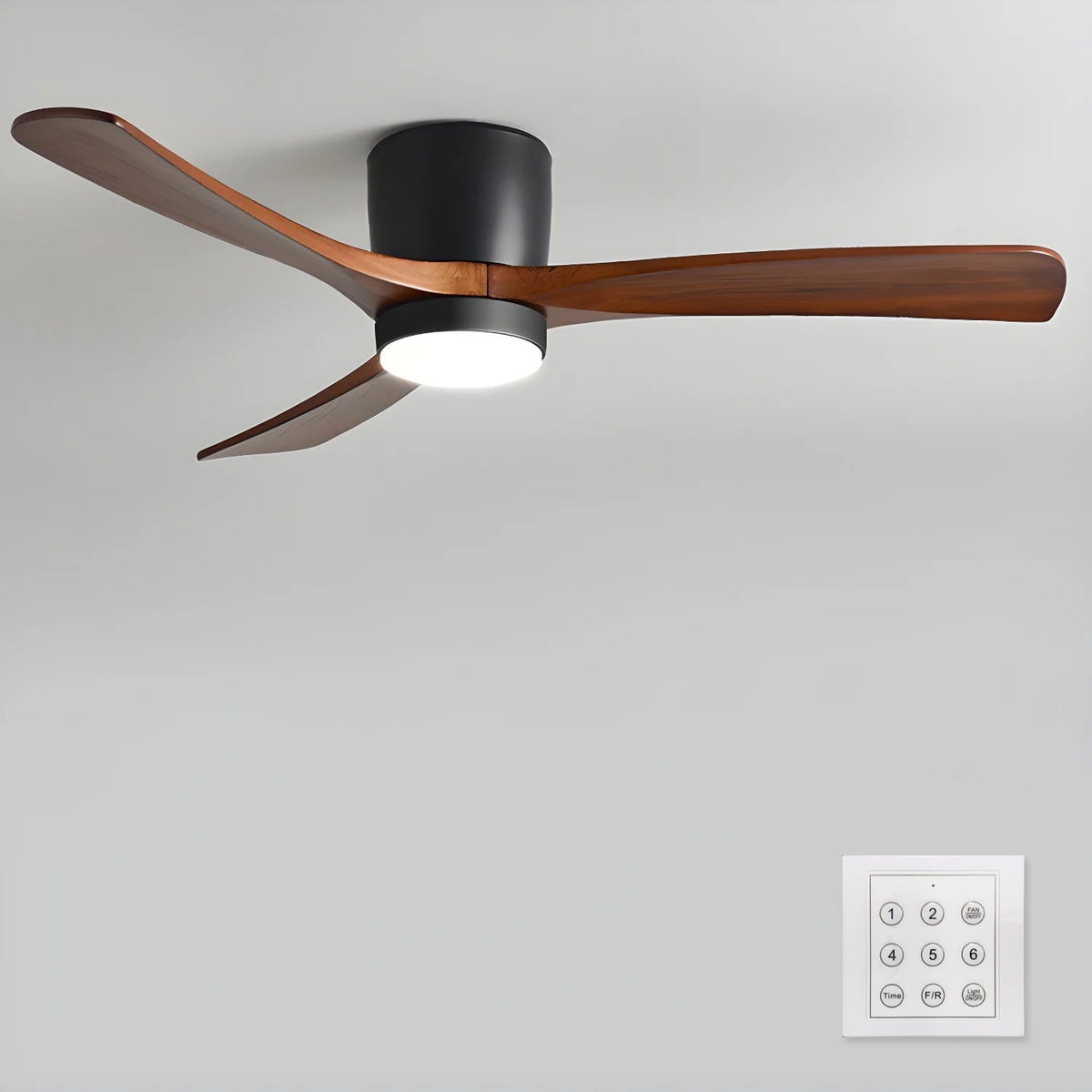Scandinavische houten plafondventilator met ledverlichting en afstandsbediening