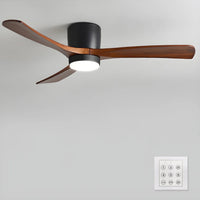 Scandinavische houten plafondventilator met ledverlichting en afstandsbediening