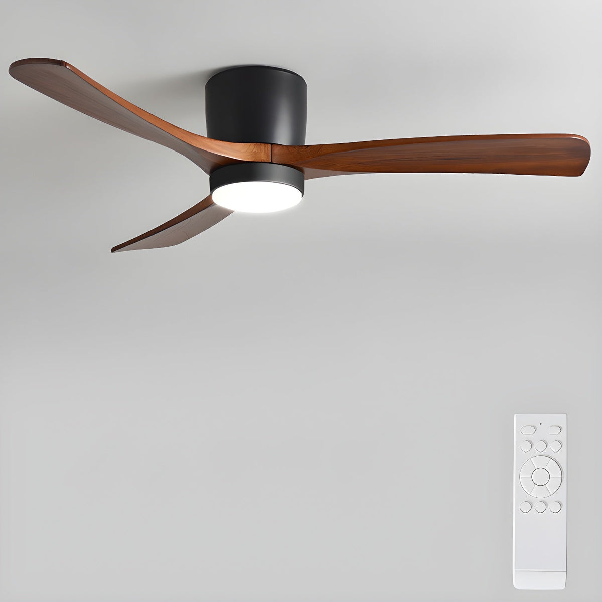 Scandinavische houten plafondventilator met ledverlichting en afstandsbediening