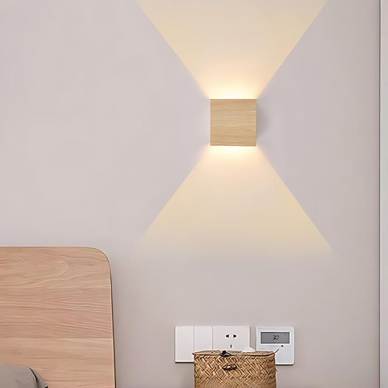 Scandinavische led-wandlamp van natuurlijk hout – minimalistische wandlamp voor slaapkamer en woonkamer
