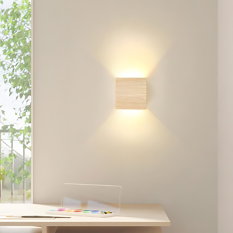Scandinavische led-wandlamp van natuurlijk hout – minimalistische wandlamp voor slaapkamer en woonkamer