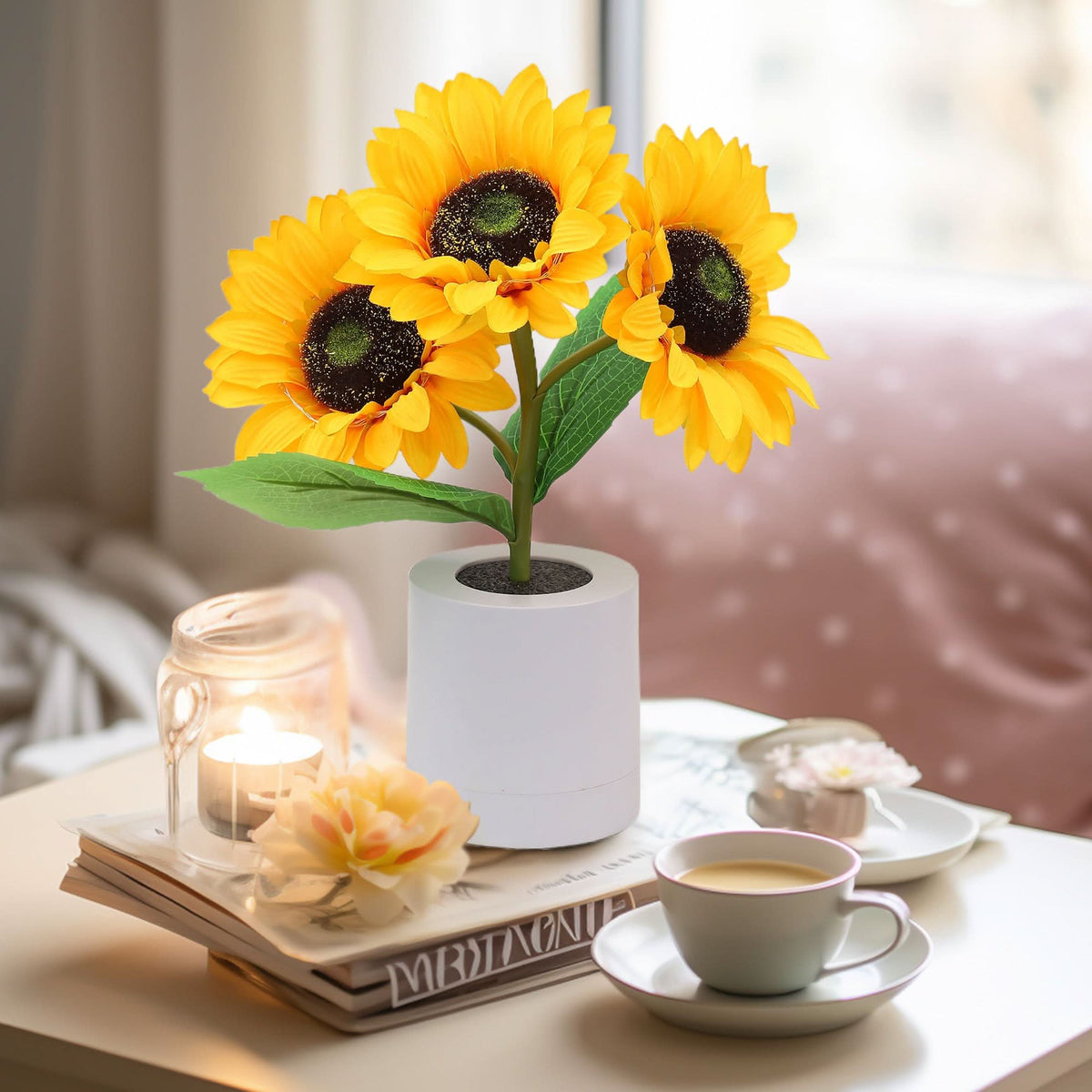 Schitterende zonnebloem led-tafellamp