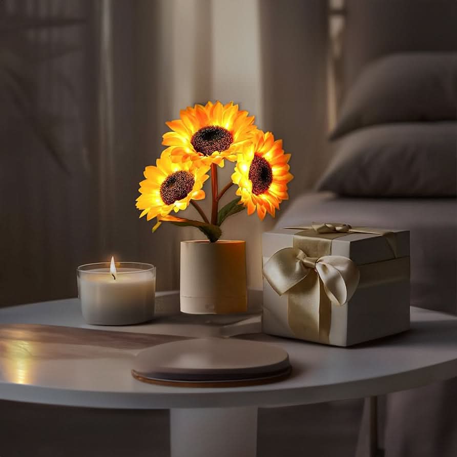 Schitterende zonnebloem led-tafellamp