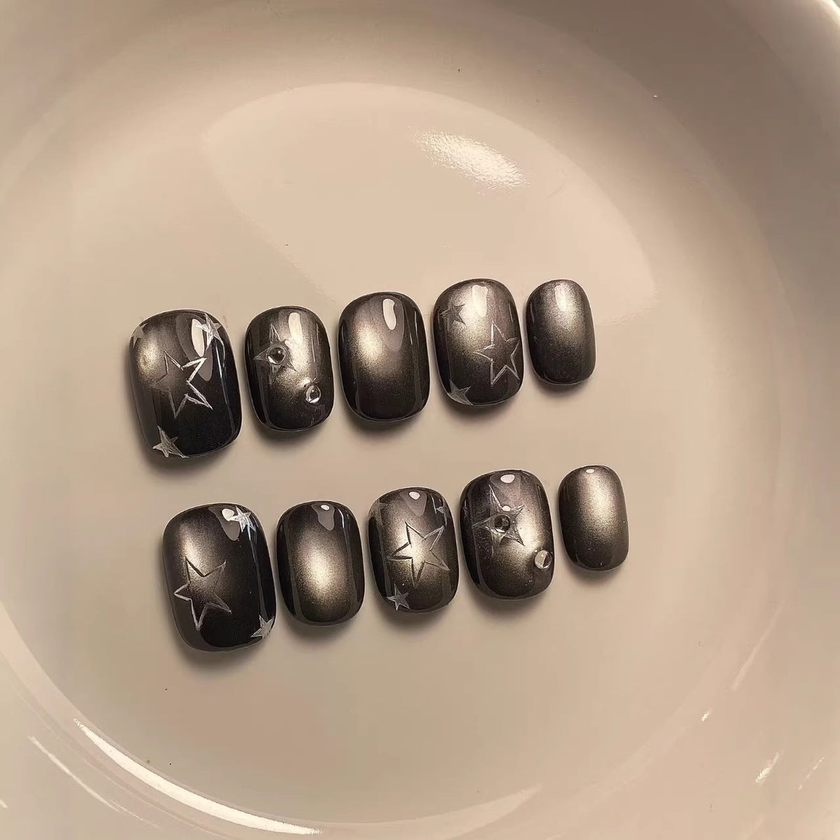 Set press-on nagels versierd met sterren
