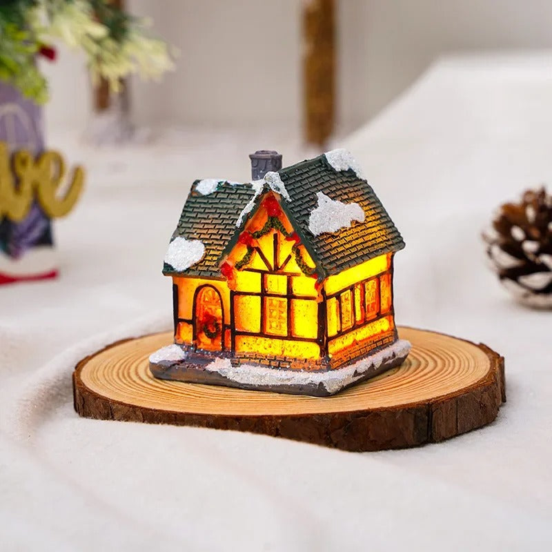 Set van 6 led-kerstdorphuisjes