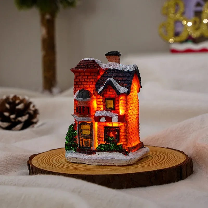 Set van 6 led-kerstdorphuisjes