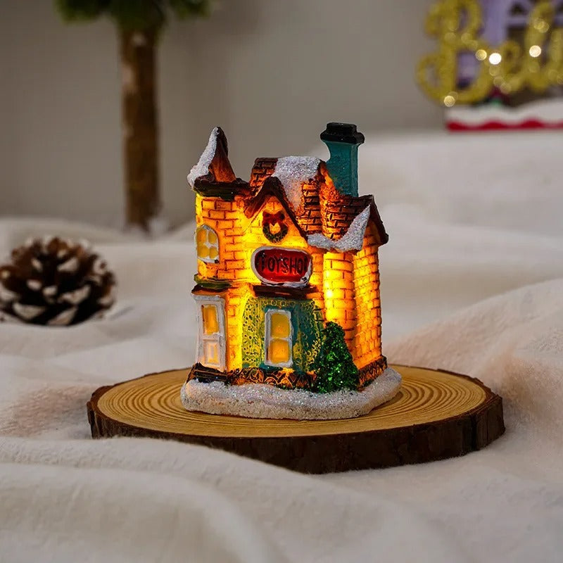 Set van 6 led-kerstdorphuisjes