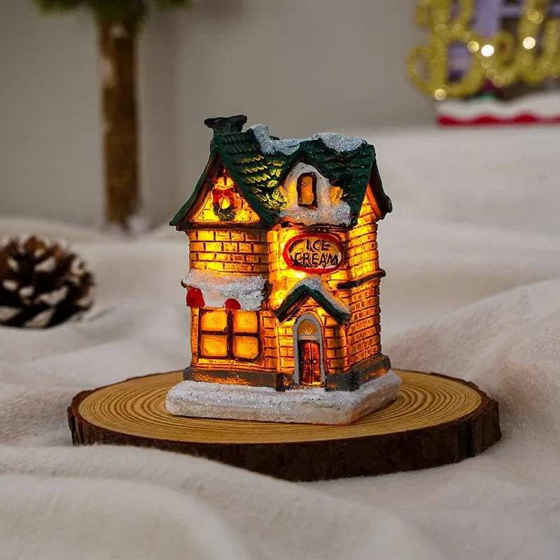 Set van 6 led-kerstdorphuisjes
