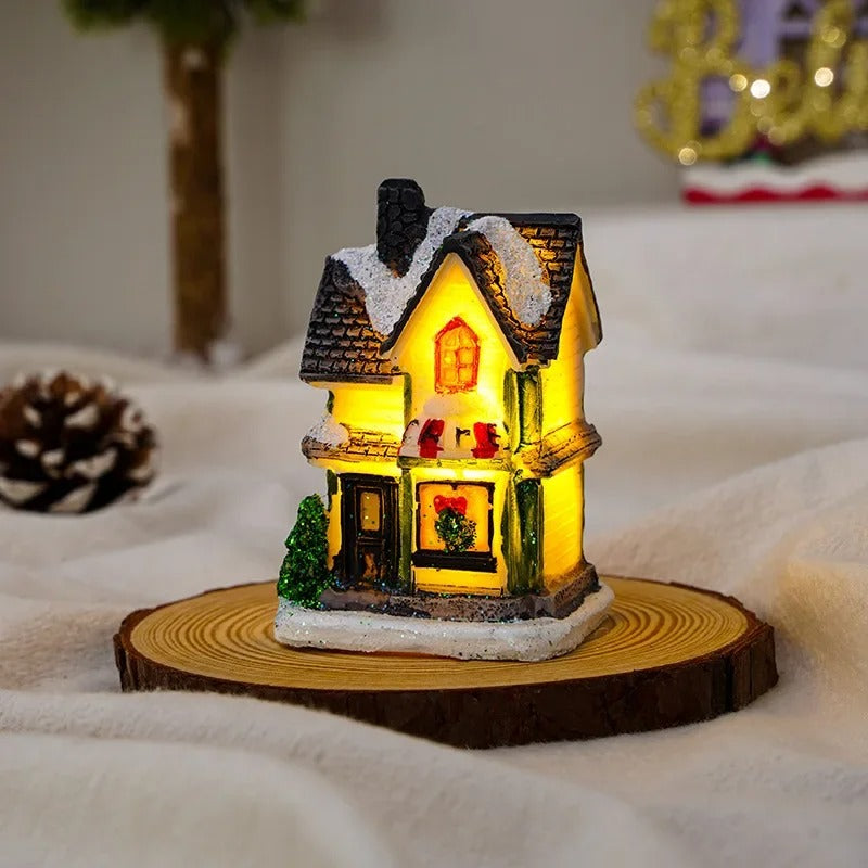 Set van 6 led-kerstdorphuisjes