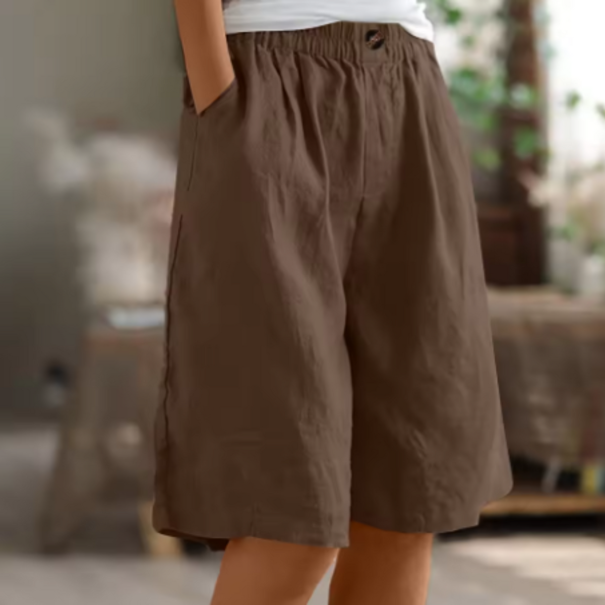 Shorts met hoge taille en wijde pijpen voor dames