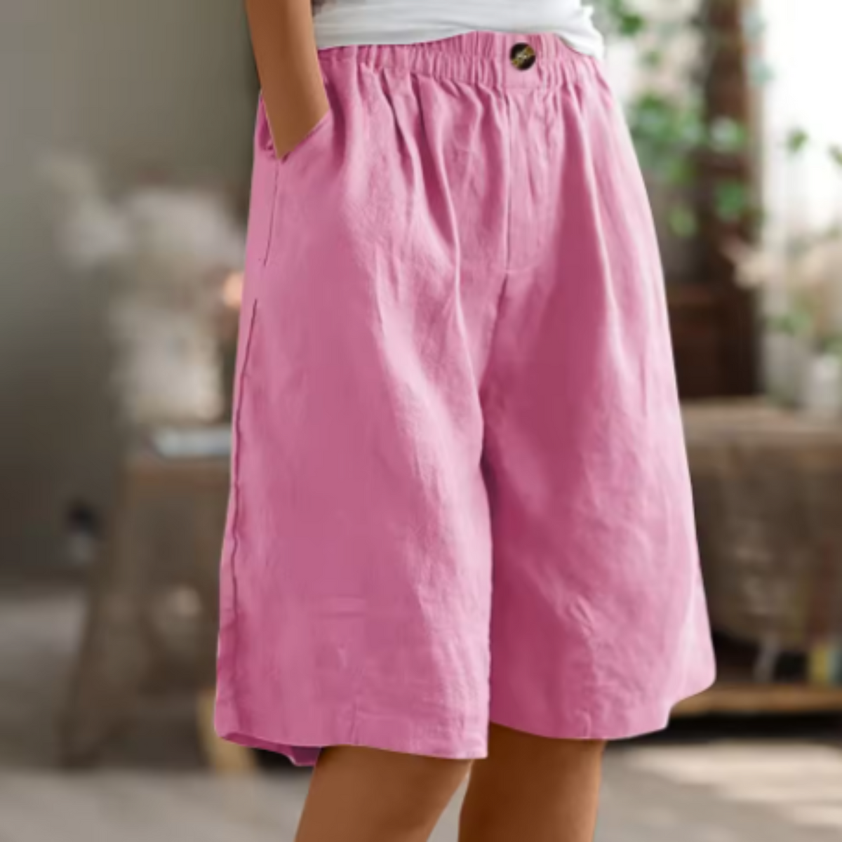 Shorts met hoge taille en wijde pijpen voor dames