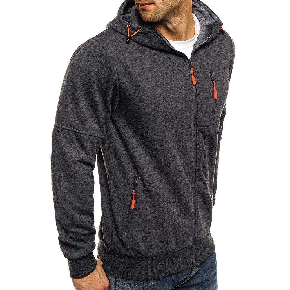 Slim fit vest met capuchon en volledige ritssluiting voor heren