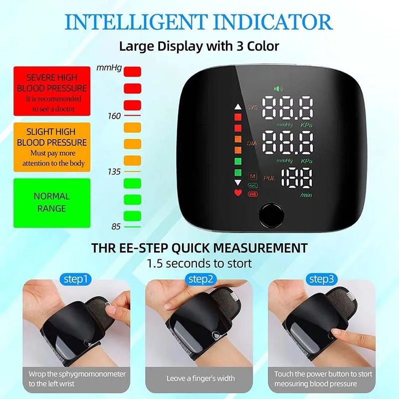 Slimme polsbloeddrukmeter – elektronische draagbare tonometer met spraakfunctie