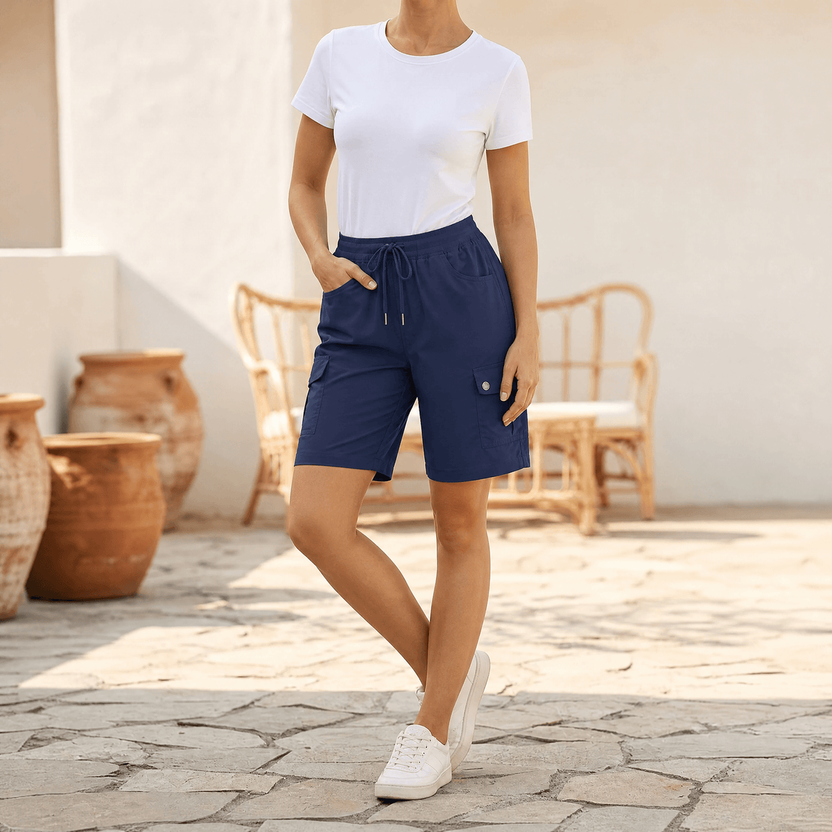 Sneldrogende cargoshorts met 6 zakken voor dames
