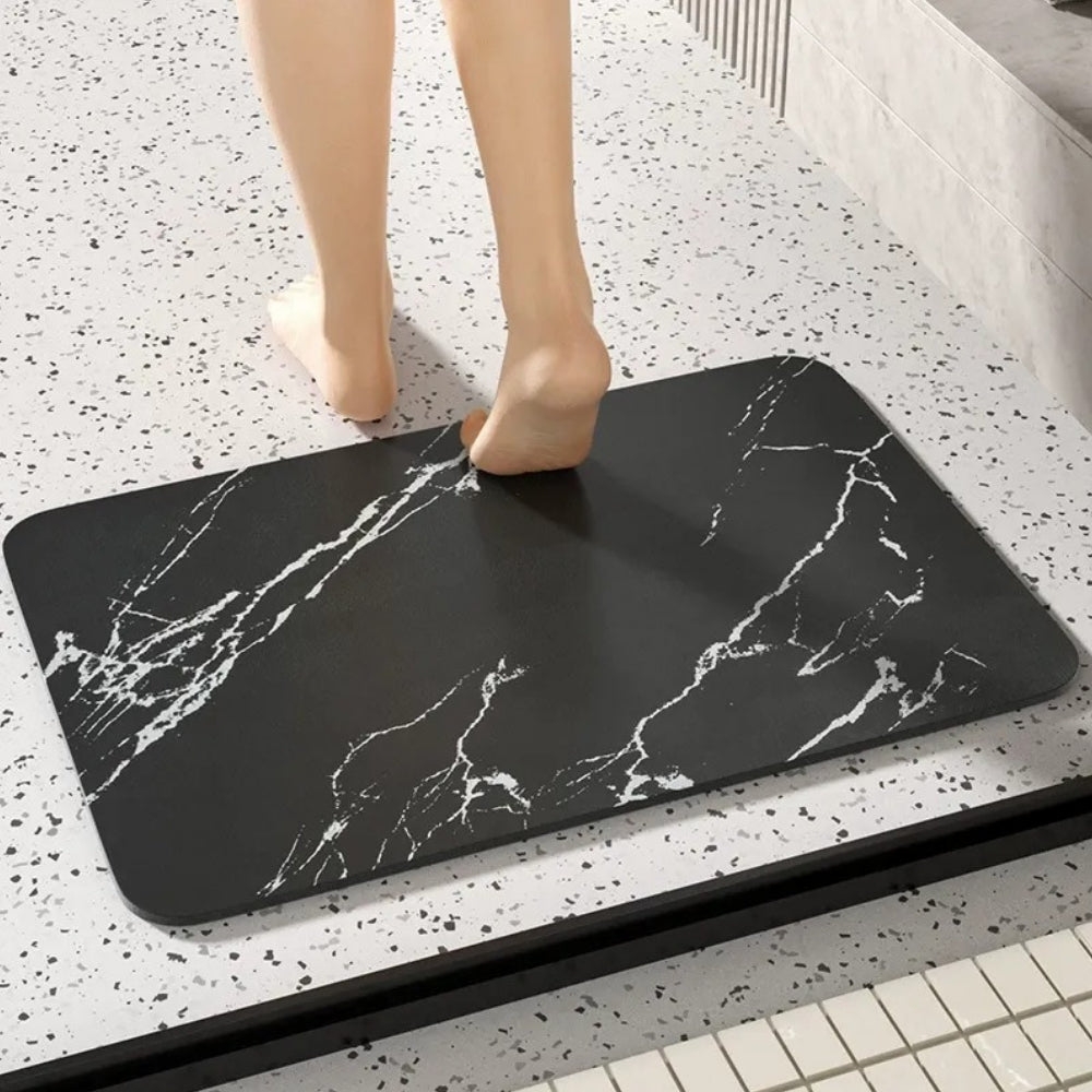 Sneldrogende diatomiet badmat met marmerpatroon - antislip