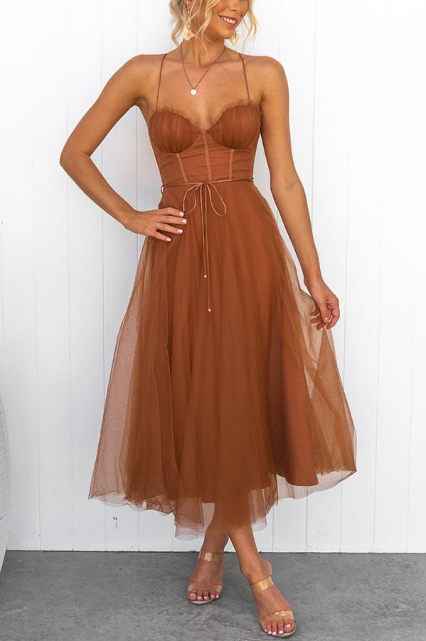Soepelvallende mouwloze chiffon maxi-jurk met V-hals voor dames