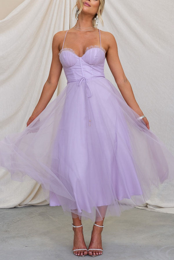 Soepelvallende mouwloze chiffon maxi-jurk met V-hals voor dames