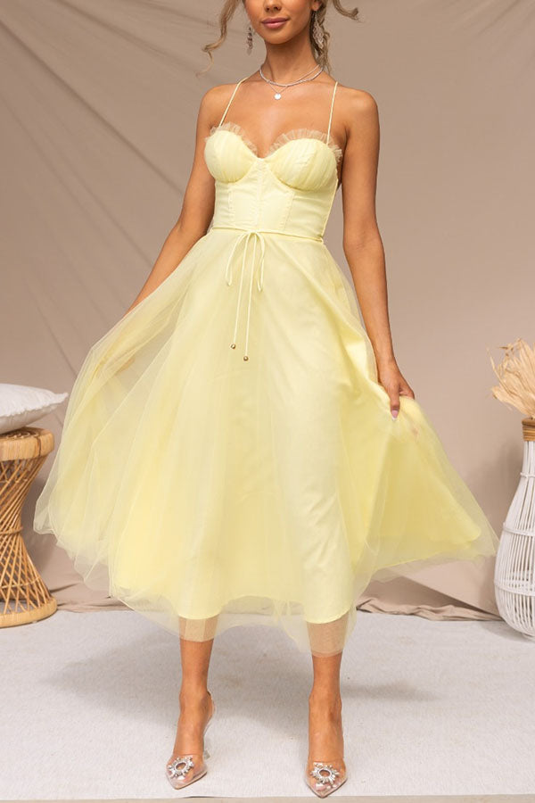 Soepelvallende mouwloze chiffon maxi-jurk met V-hals voor dames
