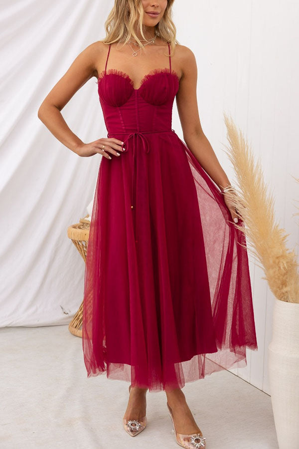 Soepelvallende mouwloze chiffon maxi-jurk met V-hals voor dames