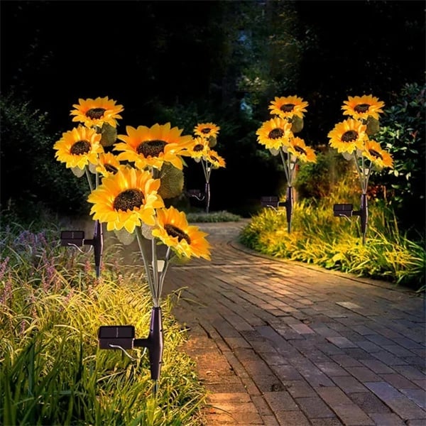 Solar tuinverlichting in de vorm van zonnebloemen