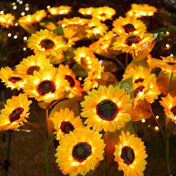 Solar tuinverlichting in de vorm van zonnebloemen
