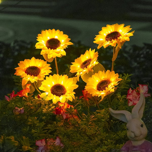 Solar tuinverlichting in de vorm van zonnebloemen