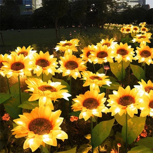Solar tuinverlichting in de vorm van zonnebloemen
