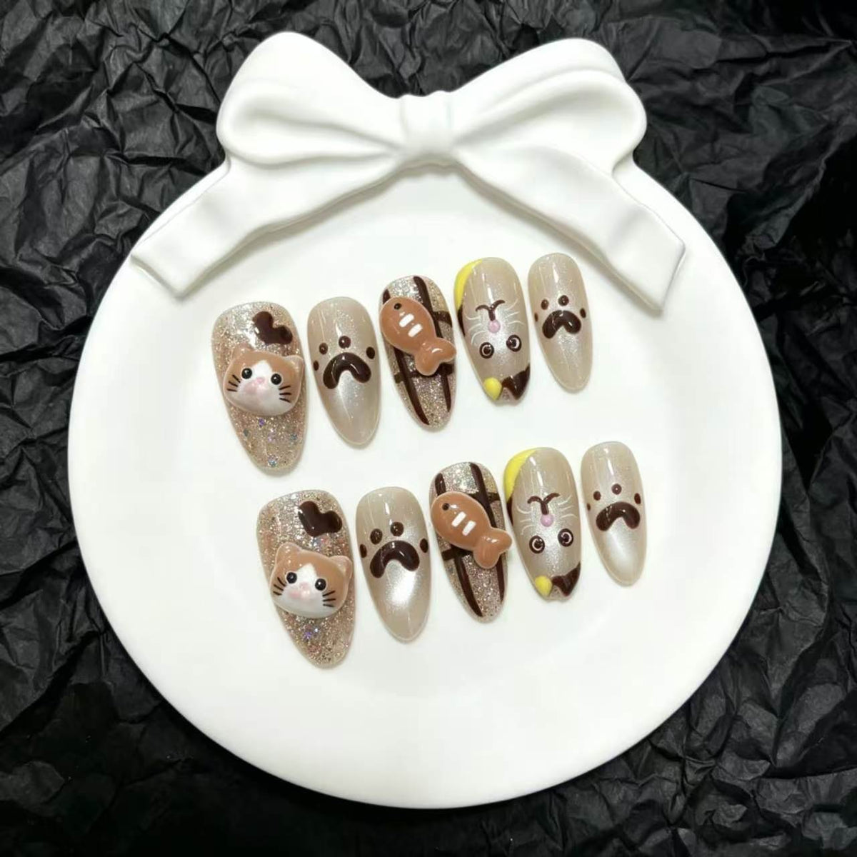Speelse press-on nagelset met dierenthema