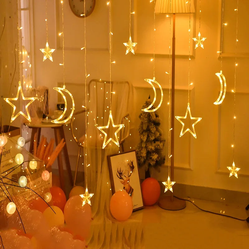 Ster- en maanvormige slinger voor feestdecoratie