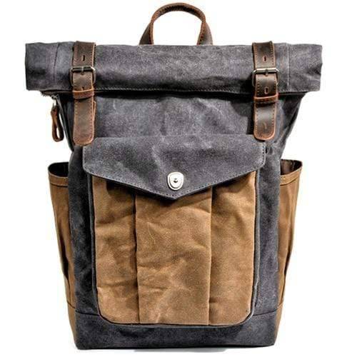 Stoere vintage rugzak van canvas en leer