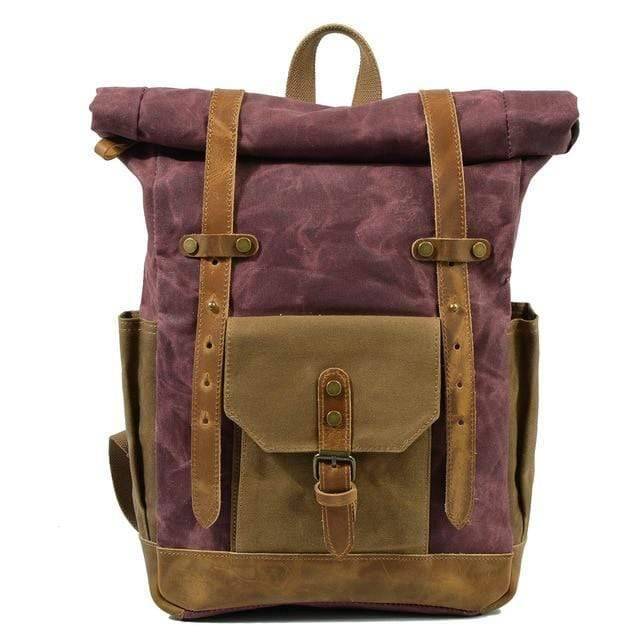 Stoere vintage rugzak van canvas en leer