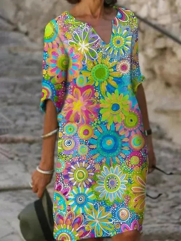 Stralende jurk met bloemenprint – levendige en stijlvolle elegantie