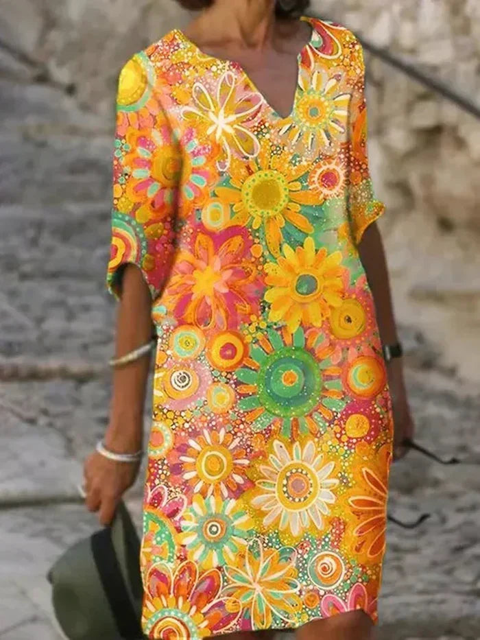 Stralende jurk met bloemenprint – levendige en stijlvolle elegantie