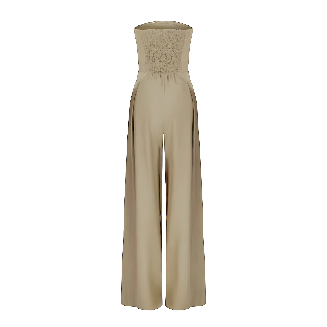 Strapless jumpsuit met wijde pijpen