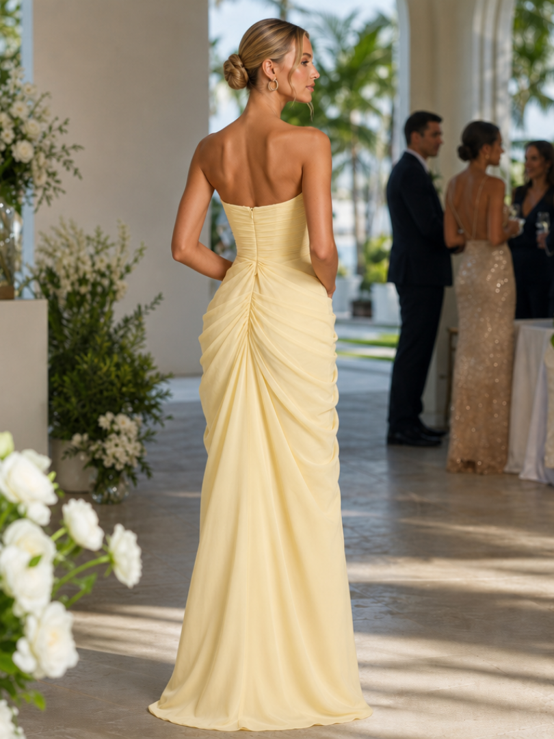 Strapless lange maxi-jurk voor dames in recht model