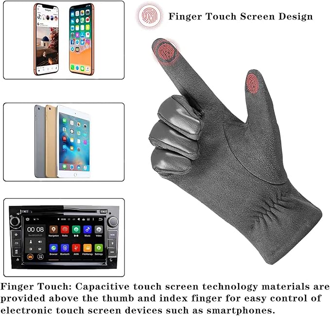Suède-leren winterhandschoenen met touchscreensupport