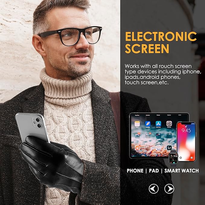 Suède-leren winterhandschoenen met touchscreensupport
