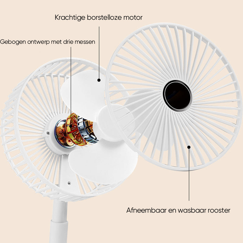 Tafelventilator met telescopisch ontwerp, draagbaar en stil