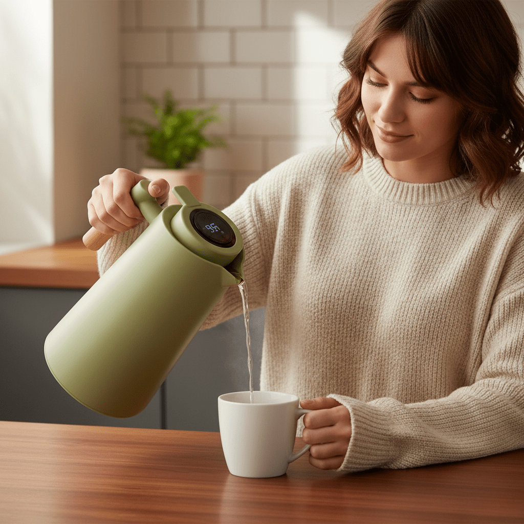 Thermoskan met digitaal display en dubbelwandig roestvrij staal - 1 l