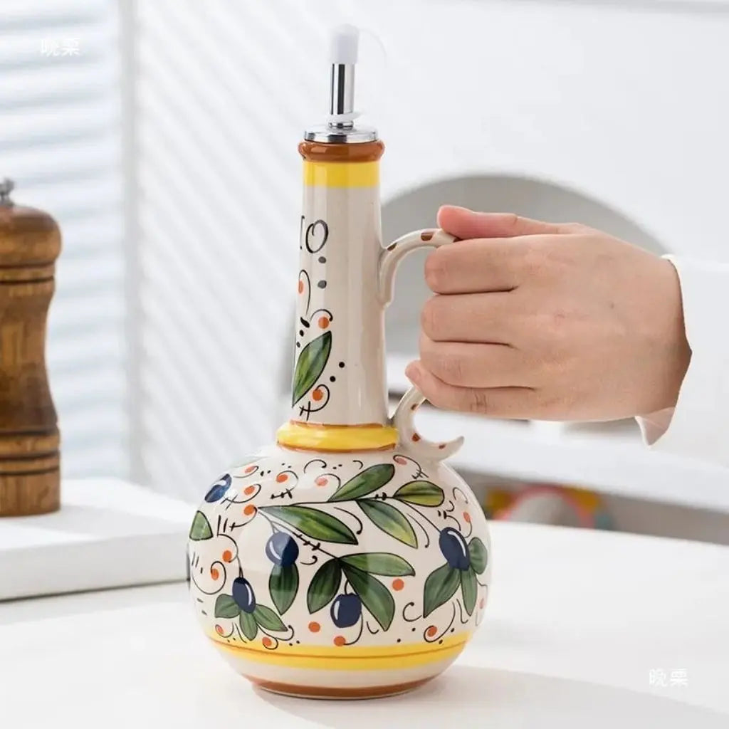 Toscaanse keramische fles voor olijfolie & azijn