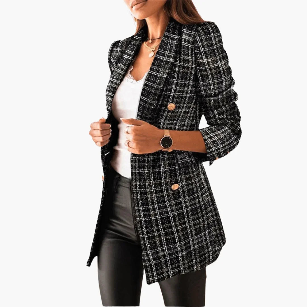 Tweed blazer voor dames met knopen – elegant en modern