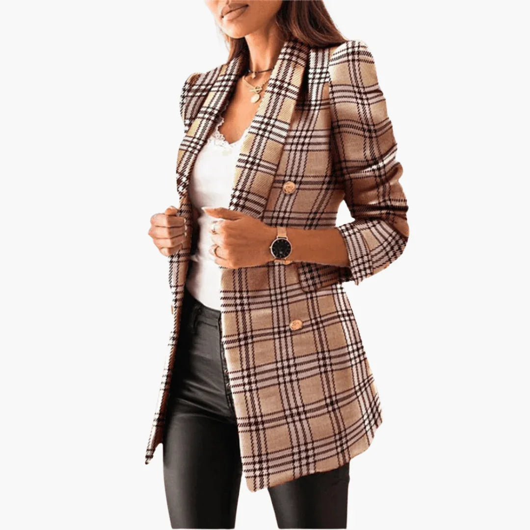 Tweed blazer voor dames met knopen – elegant en modern