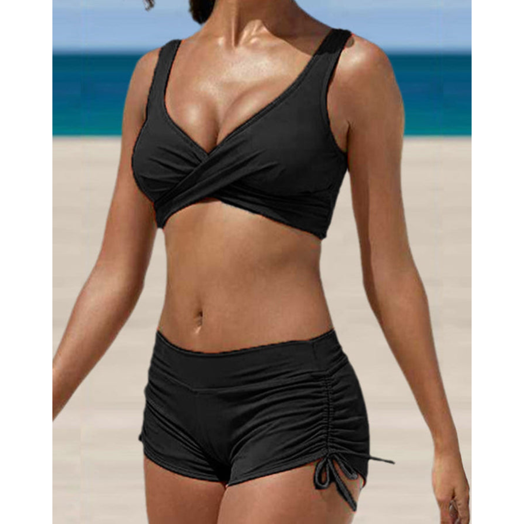 Tweedelig badpak voor dames met gerimpelde short