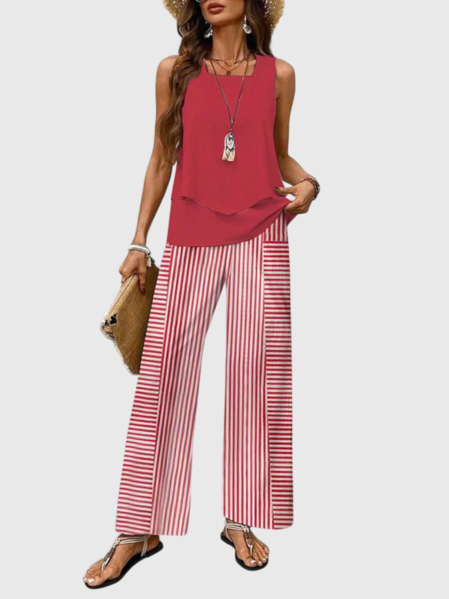 Tweedelige dames set met wijde pijpen