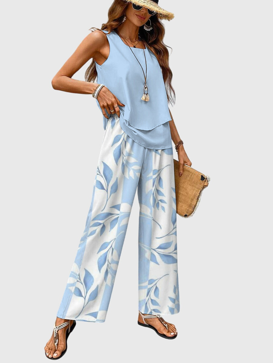 Tweedelige dames set met wijde pijpen