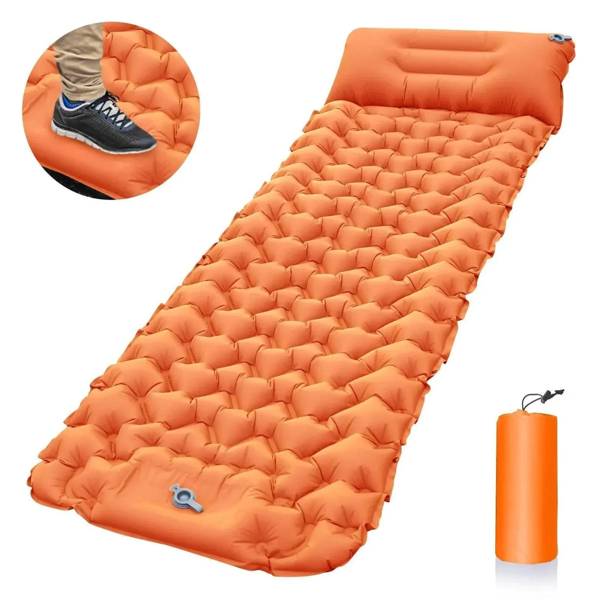 Ultralicht opblaasbaar campingmatras met ingebouwde pomp