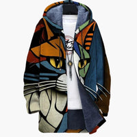 Unisex hoodie vest met kattenprint